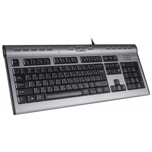 Клавиатура A4Tech KLS-7MUU серебристый/черный USB slim Multimedia (KLS-7MUU USB) кабель 1.5м