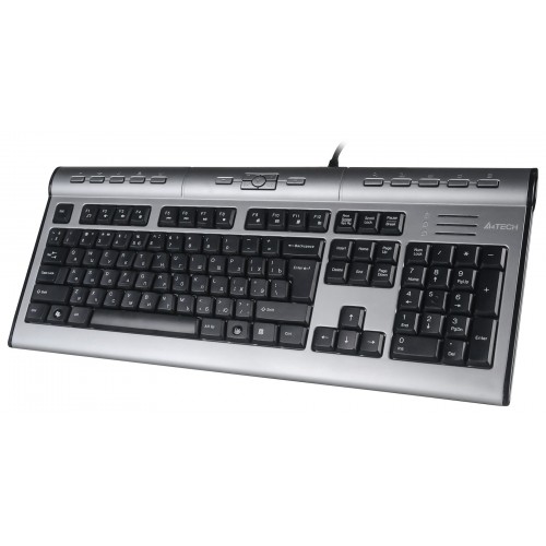 Клавиатура A4Tech KLS-7MUU серебристый/черный USB slim Multimedia (KLS-7MUU USB) кабель 1.5м