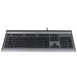 Клавиатура A4Tech KLS-7MUU серебристый/черный USB slim Multimedia (KLS-7MUU USB) кабель 1.5м