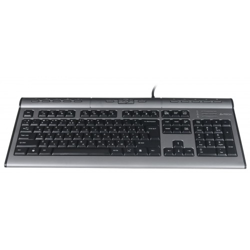 Клавиатура A4Tech KLS-7MUU серебристый/черный USB slim Multimedia (KLS-7MUU USB) кабель 1.5м
