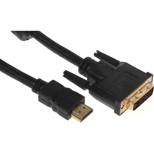 Кабель Buro HDMI (m) DVI-D (m) 1.8м (HDMI-19M-DVI-D-1.8M) феррит.кольца черный