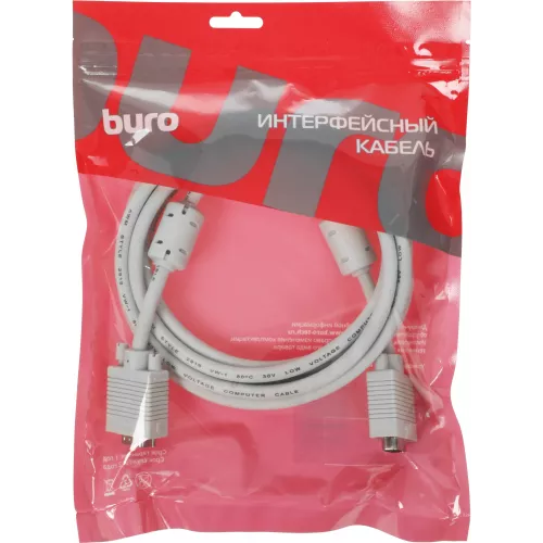 Кабель Buro CAB016S-10 VGA (m) VGA (m) 3м феррит.кольца серый