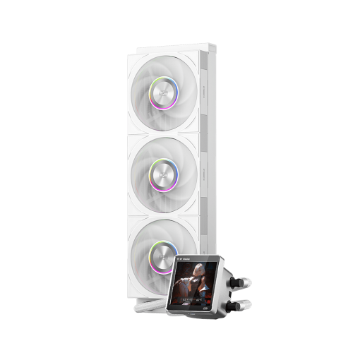 Система охлаждения/ Water Cooling System PCCooler DT360 ARGB Display WH (300W, 360mm, LED temp., White, ARGB/ Fans: 3x120mm, 83.83CFM, 3000RPM/ Pump height 62mm, 15dBA, 2600RPM, Rad thickness 27mm/ S: 1851, 1700, 1200, 115X, AM5, AM4) PcCooler