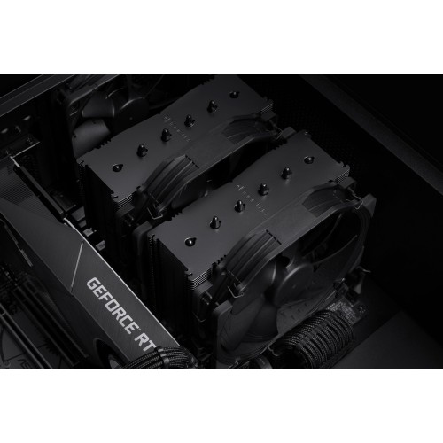 Кулер для процессора/ CPU Cooler Noctua NH-D15 chromax.black (183W, 4-pin PWM, 165mm, Al/Cu, 6x6mm, 2x140mm, 82.43CFM, 24.6dBA, 1500RPM, S: 1851/1700/1200/115X, AM5/AM4, Black)