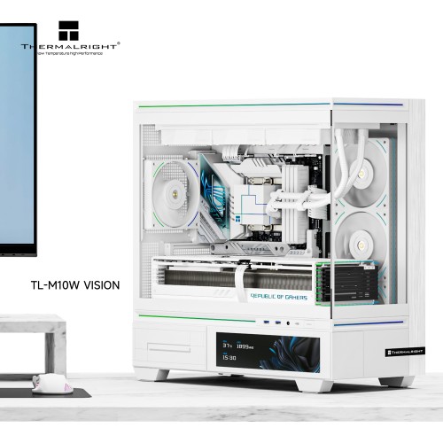 Корпус без блока питания/ Case Thermalright M10 Vision FAN4-M, Mini-Tower, TG, LCD, 4x120mm ARGB, 2xUSB-A 3.0, 1xUSB Type-C, mATX, mITX White