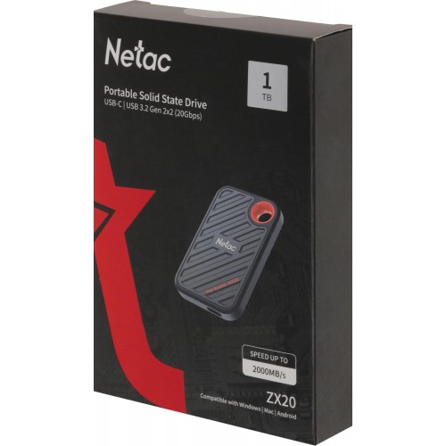 Накопитель SSD Netac USB-C 1000Gb NT01ZX20-001T-32BL ZX20 2.5 - Быстрая и надежная память в стильном синем корпусе