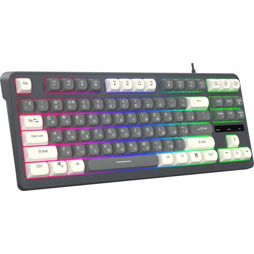 Клавиатура Оклик 711G серый/белый USB Multimedia для геймеров с LED подсветкой и кабелем 1.5м