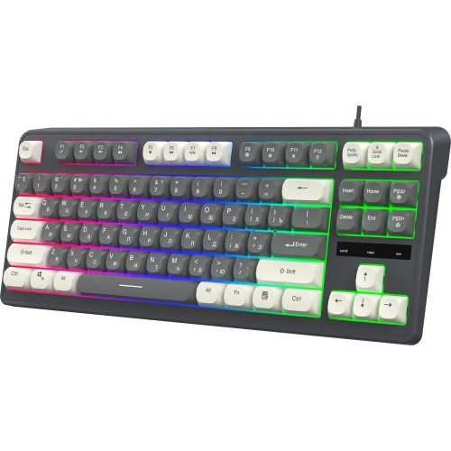 Клавиатура Оклик 711G серый/белый USB Multimedia для геймеров с LED подсветкой и кабелем 1.5м