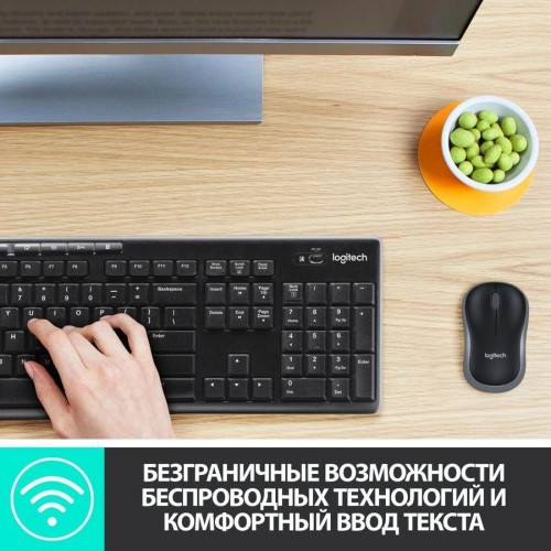 Клавиатура и мышь Logitech MK270: беспроводной комплект USB, черный цвет, мультимедиа функции