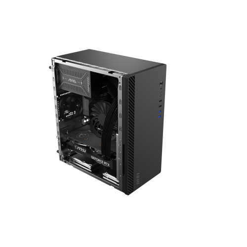 Корпус ПК MSI PRO SHIELD M100P Midi-Tower - Черный, mATX/mITX, 2xUSB 3.2, 2xUSB 2.0, 1x80mm