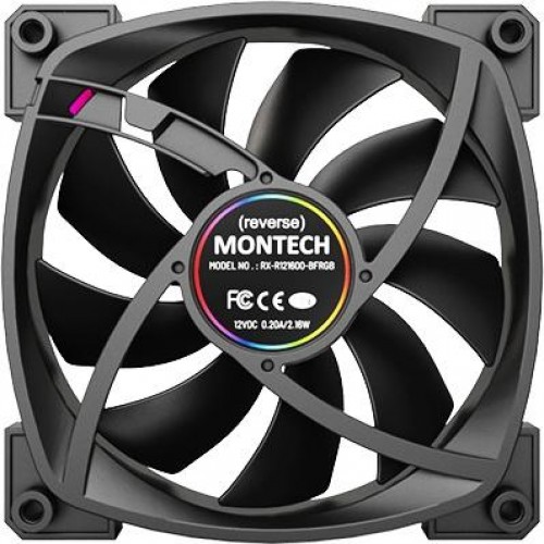 Вентилятор Montech RX120 Reverse ARGB 120mm 4-pin - Черный, 27дБ, Идеальный Для Корпуса