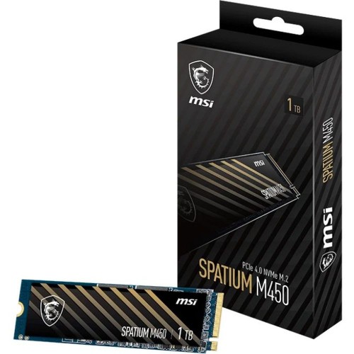 MSI SSD SPATIUM M450, 1000GB, M.2(22x80mm), NVMe, PCIe 4.0 x4, 3D TLC, R/W 3400/2500, IOPs , TBW 350, DWPD 0.19 (5 лет) MSI