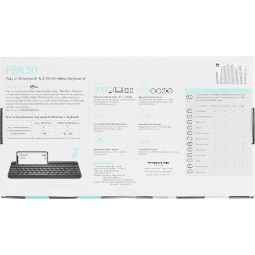 Клавиатура A4Tech Fstyler FBK30 черный USB беспроводная BT/Radio slim Multimedia (FBK30 BLACK)