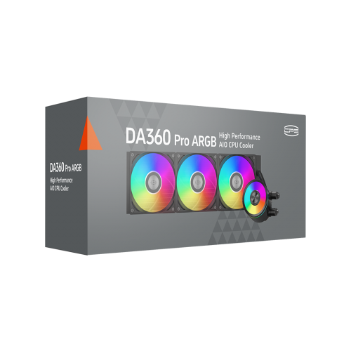 Система охлаждения/ Water Cooling System PCCooler DA360 Pro ARGB BK (300W, 360mm, Black, ARGB/ Fans: 3x120mm, 75.8CFM, 33.7dBA, 2200RPM/ Pump height 57mm, 28dBA, 3000RPM, Rad thickness 27mm/ S: 1851, 1700, 1200, 20XX, 115X, AM5, AM4) PcCooler