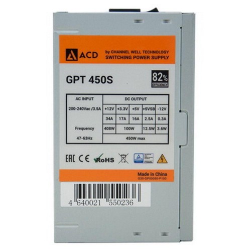 Блок питания ACD GPT450S 450W с 82% эффективностью и 120mm FAN - надежное решение для вашего ПК
