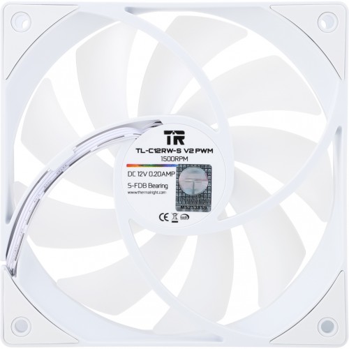 Кулер для корпуса/ Case Cooler Thermalright TL-C12RW-S V2 Reverse (120x120x25mm, 4-pin PWM, ARGB, 58CFM, 25.6dBA, 1500RPM, White) Thermalright