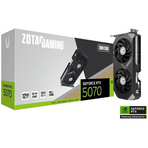 Видеокарта Zotac PCI-E 5.0 RTX 5070 TWIN EDGE NVIDIA GeForce RTX 5070 12Gb 192bit GDDR7 2512/28000 HDMIx1 DPx3 HDCP Ret