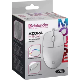 Defender Проводная оптическая мышь Azora MB-241 белый,3D,1200dpi,1,8м