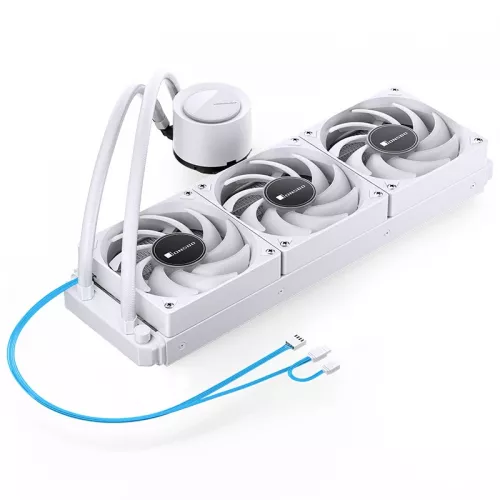 Система жидкостного охлаждения/ Water Cooling System JONSBO TG-360 White (300W, 360mm, White, ARGB/ Fans: 3x120mm, 66.19CFM, 35.4dBA, 1800RPM/ Pump height 72mm, 30dBA, 2400RPM, Rad thickness 27mm/ S: 1700, 1200, 115X, AM5, AM4) JONSBO