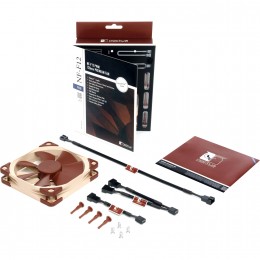Кулер для корпуса/ Case Cooler Noctua NF-F12 PWM (120x120x25mm, 4-pin PWM, 54.97CFM, 22.4dBA, 1500RPM, Beige/Brown)