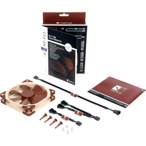 Кулер для корпуса/ Case Cooler Noctua NF-F12 PWM (120x120x25mm, 4-pin PWM, 54.97CFM, 22.4dBA, 1500RPM, Beige/Brown)