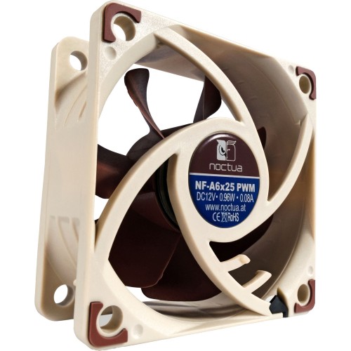 Кулер для корпуса/ Case Cooler Noctua NF-A6X25 PWM (60x60x25mm, 4-pin PWM, 29.2CFM, 19.3dBA, 3000RPM, Beige/Brown)