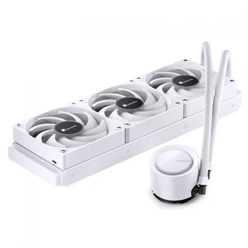 Система жидкостного охлаждения/ Water Cooling System JONSBO TG-360 White (300W, 360mm, White, ARGB/ Fans: 3x120mm, 66.19CFM, 35.4dBA, 1800RPM/ Pump height 72mm, 30dBA, 2400RPM, Rad thickness 27mm/ S: 1700, 1200, 115X, AM5, AM4) JONSBO