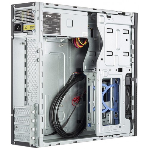 Корпус Foxline mATX с блоком питания 300Вт: 2xUSB3.0, 2xUSB2.0, безинструментальный, черный, 8см вентилятор