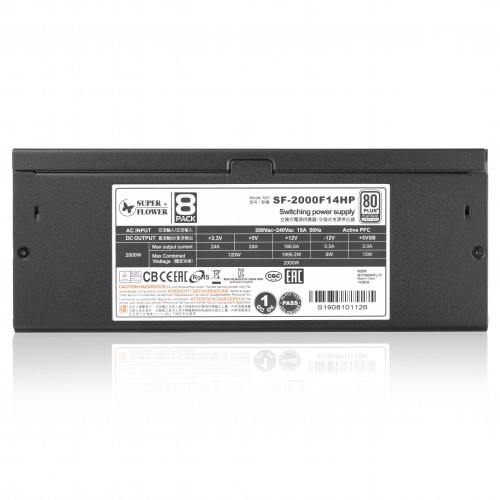 блок питания 2000 Ватт/ Power Supply Super Flower Leadex VII, 2000W, ATX, 140mm, 18xSATA, 5xPCI-E(6), 9xPCI-E(6+2), APFC, 80+ Platinum, Full Modular Super Flower