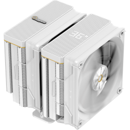 Кулер для процессора/ CPU Cooler Ocypus Iota A62 WH (260W, 4-pin PWM, LED temp., 158mm, Al/Cu, 6x6mm, 2x120mm, 77CFM, 29dBA, 2000RPM, S: 1851/1700/1200/115X, AM5/AM4, white)