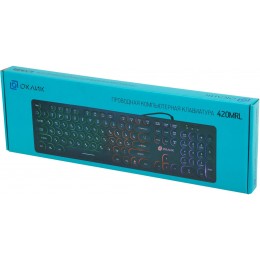 Клавиатура Оклик 420MRL черный USB slim Multimedia LED (1091226) кабель 1.5м