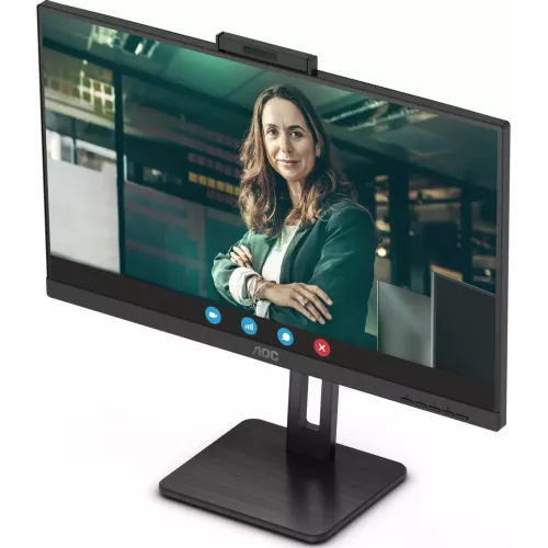 AOC Q27P3QW 27" 2560x1440, IPS, 75Hz, 50M:1, 350cd, 4ms, 2xHDMI 1.4, DisplayPort 1.2, 4xUSB 3.2, Camera 2.0mp, H. adj 150mm, pivot, Speakers, VESA, 3Y, Black AOC