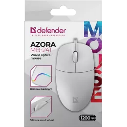 Defender Проводная оптическая мышь Azora MB-241 белый,3D,1200dpi,1,8м