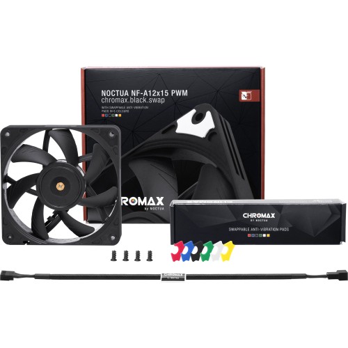 Кулер для корпуса/ Case Cooler Noctua NF-A12x15 PWM chromax.black.swap (120x120x15mm, 4-pin PWM, 55.44CFM, 23.9dBA, 1850RPM, Black)