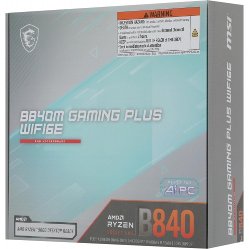 Купить материнскую плату MSI B840M GAMING PLUS WIFI6E Socket AM5 - 4xDDR5, 2.5G, RAID, HDMI
