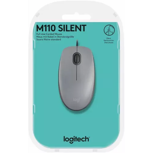 Купить Logitech Mouse M110 SILENT MID GREY USB - Тихая компьютерная мышь для комфортной работы