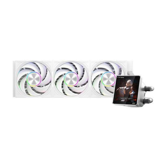 Система охлаждения/ Water Cooling System PCCooler DT360 ARGB Display WH (300W, 360mm, LED temp., White, ARGB/ Fans: 3x120mm, 83.83CFM, 3000RPM/ Pump height 62mm, 15dBA, 2600RPM, Rad thickness 27mm/ S: 1851, 1700, 1200, 115X, AM5, AM4) PcCooler