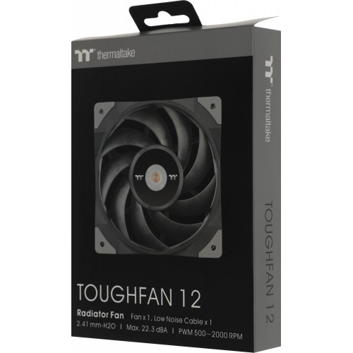 Купить вентилятор Thermaltake Toughfan 12 120x120x25 черный 4-pin 22.3дБ (CL-F117-PL12BL-A) для корпуса - Высокая производительность и низкий уровень шума