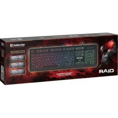 Defender Проводная игровая клавиатура Raid GK-778DL RU, Rainbow,104 кнопки Defender