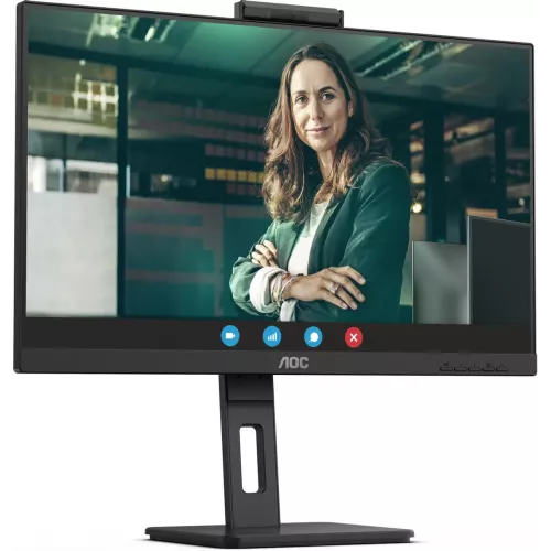 AOC Q27P3QW 27" 2560x1440, IPS, 75Hz, 50M:1, 350cd, 4ms, 2xHDMI 1.4, DisplayPort 1.2, 4xUSB 3.2, Camera 2.0mp, H. adj 150mm, pivot, Speakers, VESA, 3Y, Black AOC