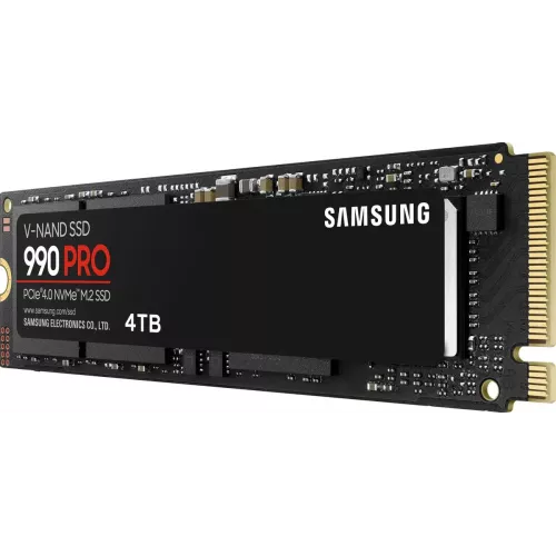 Твердотельный накопитель/ Samsung SSD 990 PRO, 4000GB, M.2(22x80mm), NVMe 2.0, PCIe 4.0 x4, V-NAND TLC, R/W 7450/6900MB/s, IOPs 1 400 000/1 550 000, DRAM buffer 4096MB, TBW 2400, DWPD 0.33 (12 мес.) Samsung Electronics