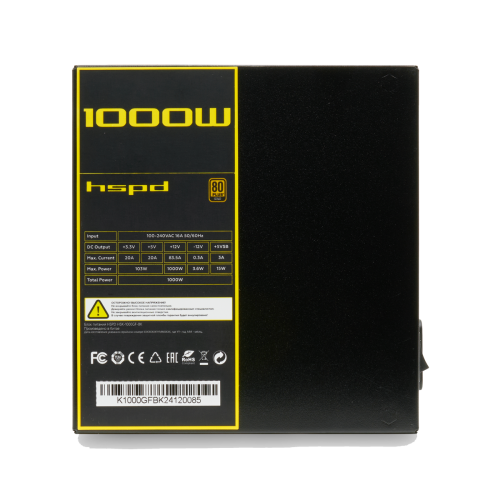Блок питания HSPD 1000W 80+ Gold, Full Modular ATX с APFC и OVP для надежной работы вашего ПК