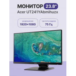 Монитор/ ACER UT241YAbmihuzx 23,8'', ZeroFrame, Black, 10 point MultiTouch, 16:9, IPS, 1920x1080, 1 / 4ms, 250cd, 75Hz, 1xHDMI(1.4) + 1xType-C(90W) + Audio out + USB3.2x3+USB-B(2up 3down), Speakers 2Wx2, sync Free Sync, H.Adj. 125