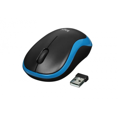 Купить беспроводную оптическую мышь Logitech M185 черный/синий 1000dpi для ноутбука – 2 кнопки, USB (910-002632)