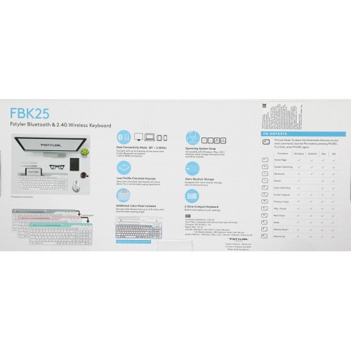 Клавиатура A4Tech FBK25: Беспроводная USB Slim Multimedia в Белом/Сером Цвете