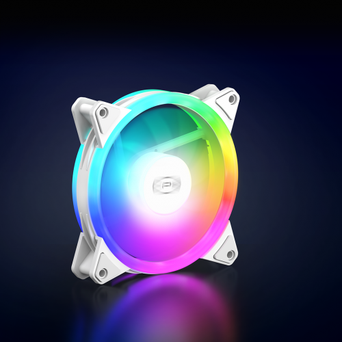 Кулер для корпуса PCCooler F3 T120 ARGB WH - 120mm, 4-pin PWM, 46CFM, 21.6dBA, белый