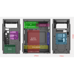 Корпус с блоком питания 450Вт./ Case Forza mATX case, black, w/PSU 450W 12cm, w/2xUSB2.0, w/pwr cord, w/o FAN