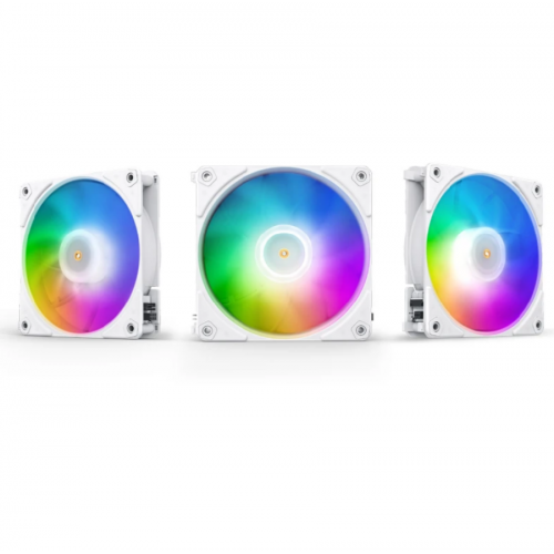 Кулер для корпуса/ Case Cooler JONSBO ZF-120W (120x120x25mm, 4-pin PWM, ARGB, 61.0CFM, 28.9dBA, 1500RPM, White, 3pcs) JONSBO