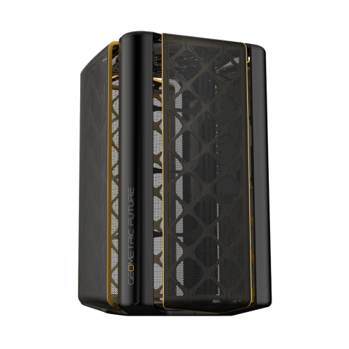 Корпус ПК без блока питания/ Case Geometric Future Model 2 The Ark, Mini-Tower, no fans, 3xUSB-A 3.0, 1xUSB 3.2 Type-C, mATX, mITX Black/Gold Geometric Future