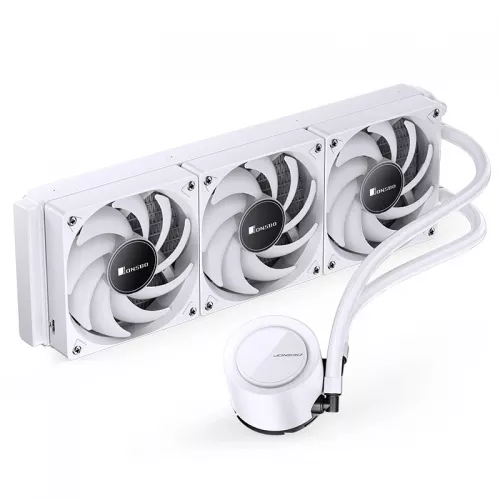Система жидкостного охлаждения/ Water Cooling System JONSBO TG-360 White (300W, 360mm, White, ARGB/ Fans: 3x120mm, 66.19CFM, 35.4dBA, 1800RPM/ Pump height 72mm, 30dBA, 2400RPM, Rad thickness 27mm/ S: 1700, 1200, 115X, AM5, AM4) JONSBO